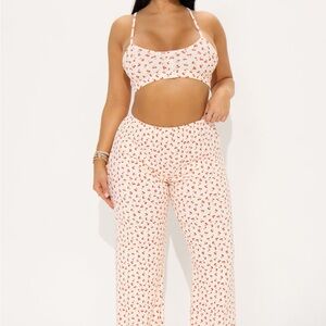Fashion Nova Cherry Dreaming Pointelle PJ Pant Set